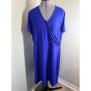 Susan Graver Womens Liquid Knit Wrap Dress Royal Blue size XLP